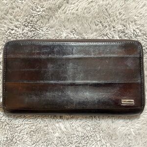 Dolce & Gabbana Dark Brown Leather Long Zip Wallet